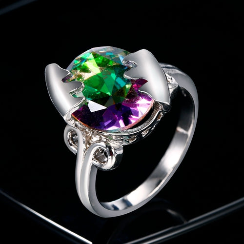 Hot Sale 2020 New Design Oval Multicolor Rainbow Topaz Rings Gemstone Women's Silver 925 Ring Jewelry Engagement Gift Wholesale