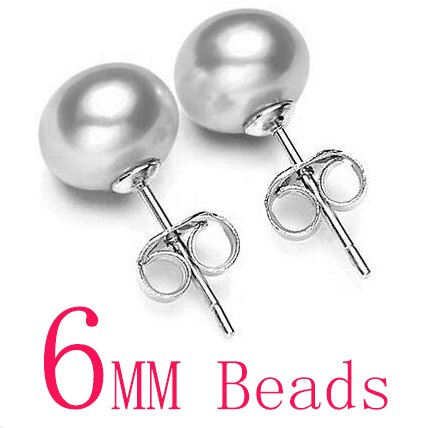 Hot Sale 3 Color 6-9mm 100% 925 Sterling Silver Natural Pearl Earrings Classic Fashion Pearl Earrings Jewelry For Women