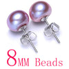 Hot Sale 3 Color 6-9mm 100% 925 Sterling Silver Natural Pearl Earrings Classic Fashion Pearl Earrings Jewelry For Women