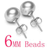Hot Sale 3 Color 6-9mm 100% 925 Sterling Silver Natural Pearl Earrings Classic Fashion Pearl Earrings Jewelry For Women