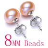 Hot Sale 3 Color 6-9mm 100% 925 Sterling Silver Natural Pearl Earrings Classic Fashion Pearl Earrings Jewelry For Women
