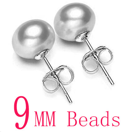 Hot Sale 3 Color 6-9mm 100% 925 Sterling Silver Natural Pearl Earrings Classic Fashion Pearl Earrings Jewelry For Women