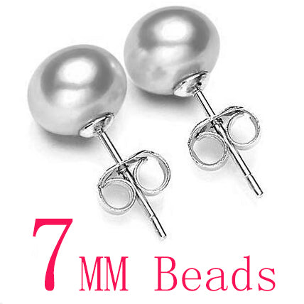 Hot Sale 3 Color 6-9mm 100% 925 Sterling Silver Natural Pearl Earrings Classic Fashion Pearl Earrings Jewelry For Women