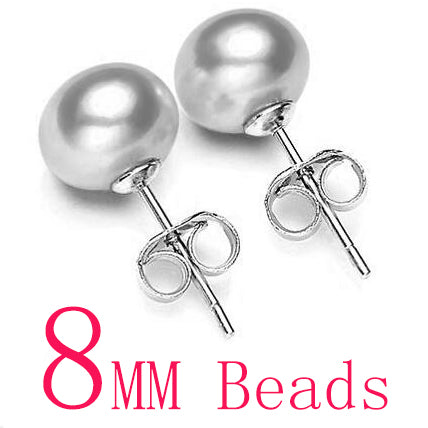 Hot Sale 3 Color 6-9mm 100% 925 Sterling Silver Natural Pearl Earrings Classic Fashion Pearl Earrings Jewelry For Women
