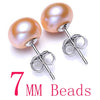 Hot Sale 3 Color 6-9mm 100% 925 Sterling Silver Natural Pearl Earrings Classic Fashion Pearl Earrings Jewelry For Women