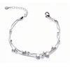 925 Stamp Silver Color Lucky Bracelets Cuff Chain Bangle Double Layer Star Women Girls Jewelry Christmas