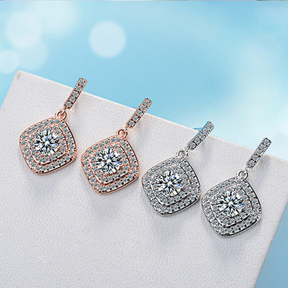 925 Stamp Silver Color  Woman Dangle Zircon Earrings Korean Decorations Accessories For Jewelry