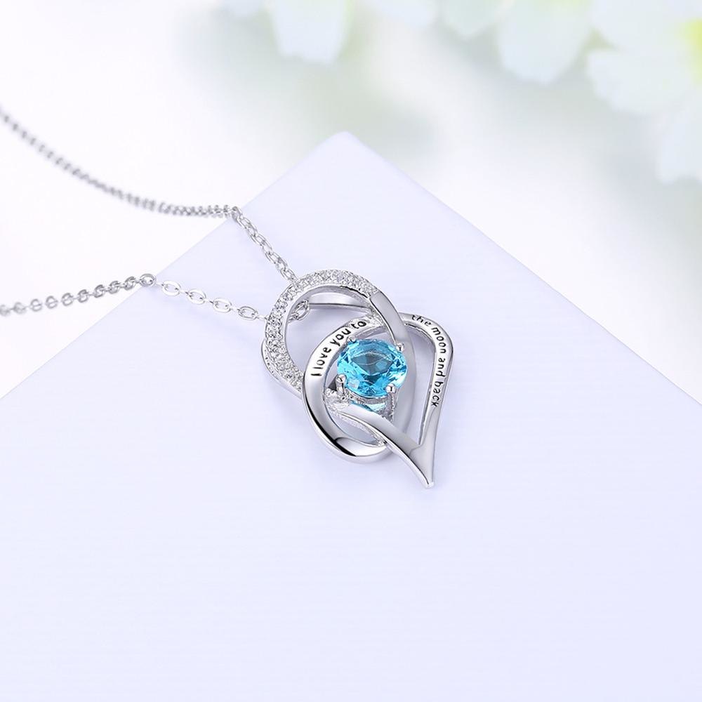 Hot Sale 925 Sterling Silver I Love You Heart Pendant Necklace with Zircon Fashion Romantic Valentine's D Gift Jewelry