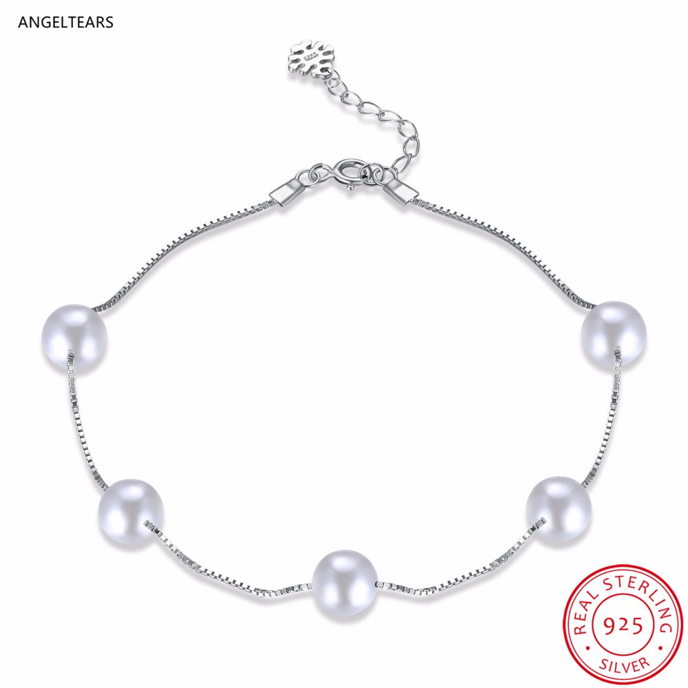 Hot Sale 925 Sterling Silver Pearl Chain Bracelet Woman's Fashion Party Accessories Jewelry Engagement Gifts Pulseira