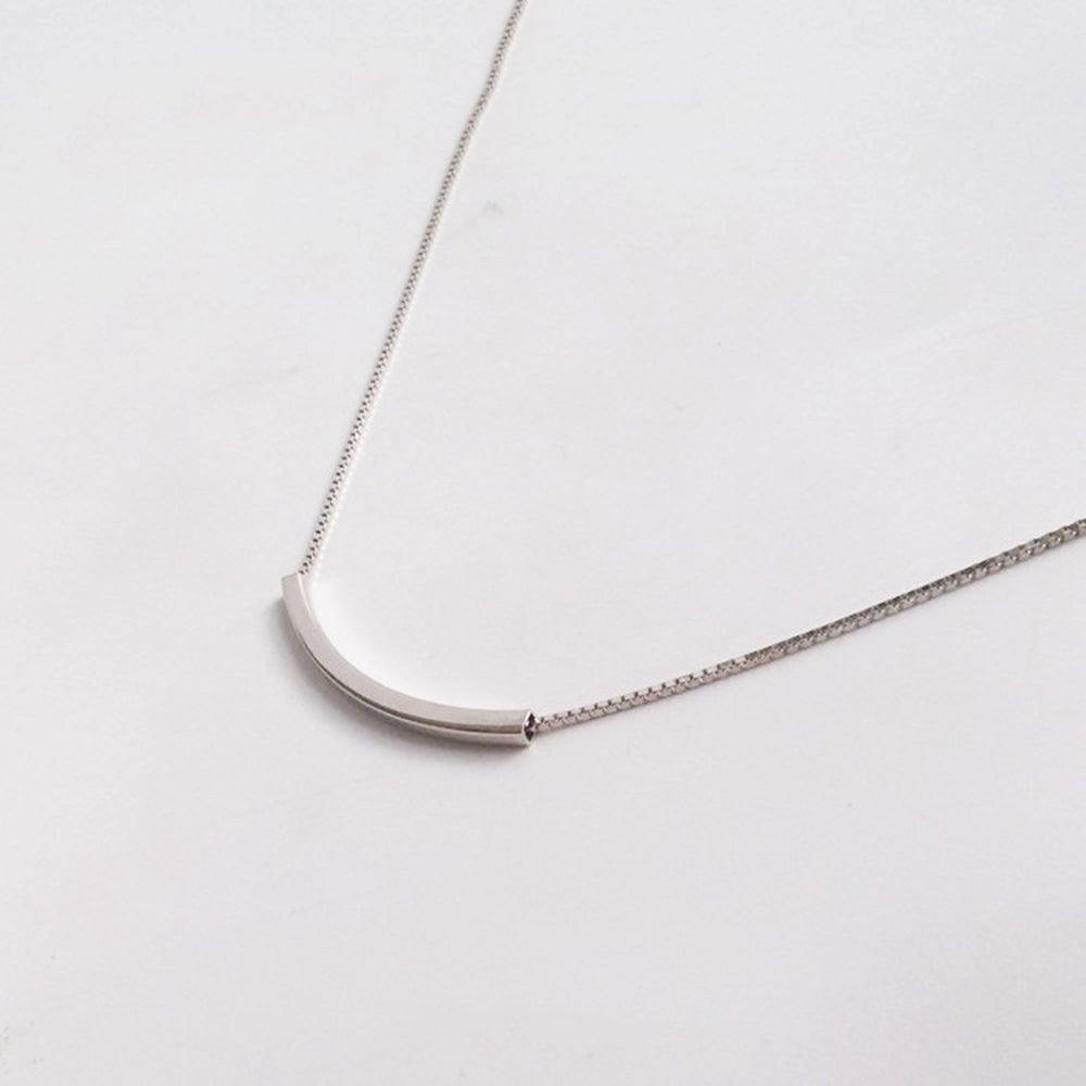 Hot Sale 925 Sterling Silver Pendants Necklaces Simple Square tube Smile Necklaces for Women Party Wedding Necklaces Jewelry