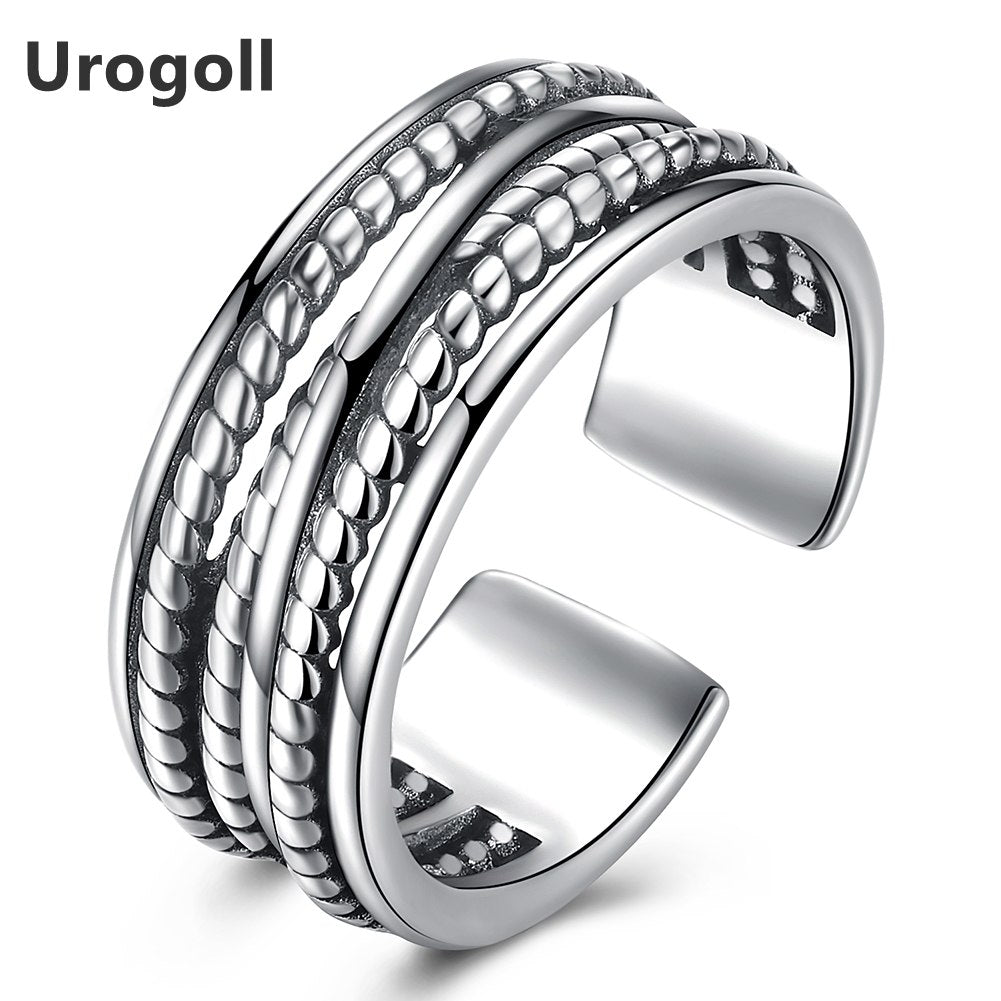 Hot Sale 925 Sterling Silver Ring for Women Men Vintage Retro Open Adjustable Rings Party Engagement Wedding Jewelry Gift