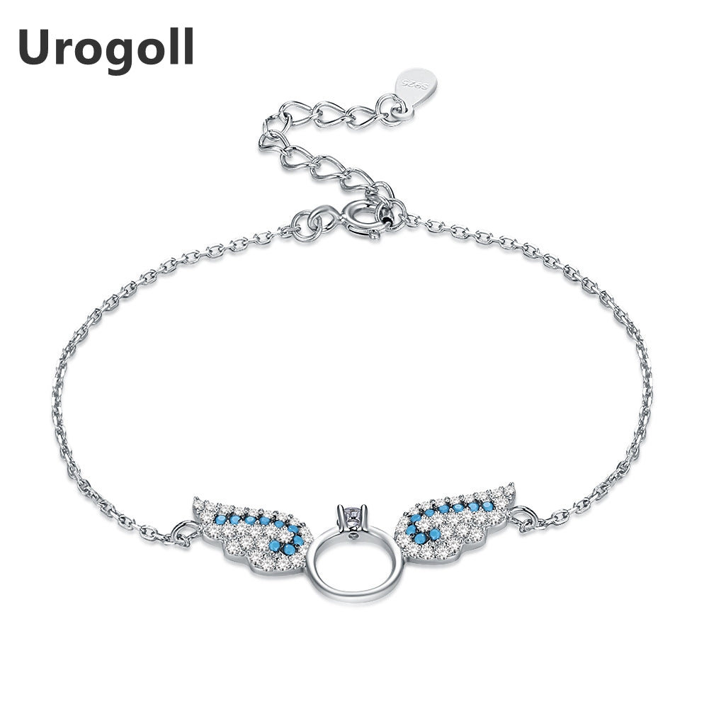 Hot Sale 925 Sterling Sliver CZ Angel Wings Jewelry Bracelet for Women Wedding & party Jewelry Gifts