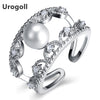 Hot Sale AUthentic 925 Sterling Silver Pearl Opening Rings For Woman Restore Hollow Zircon Wedding & Party Jewelry
