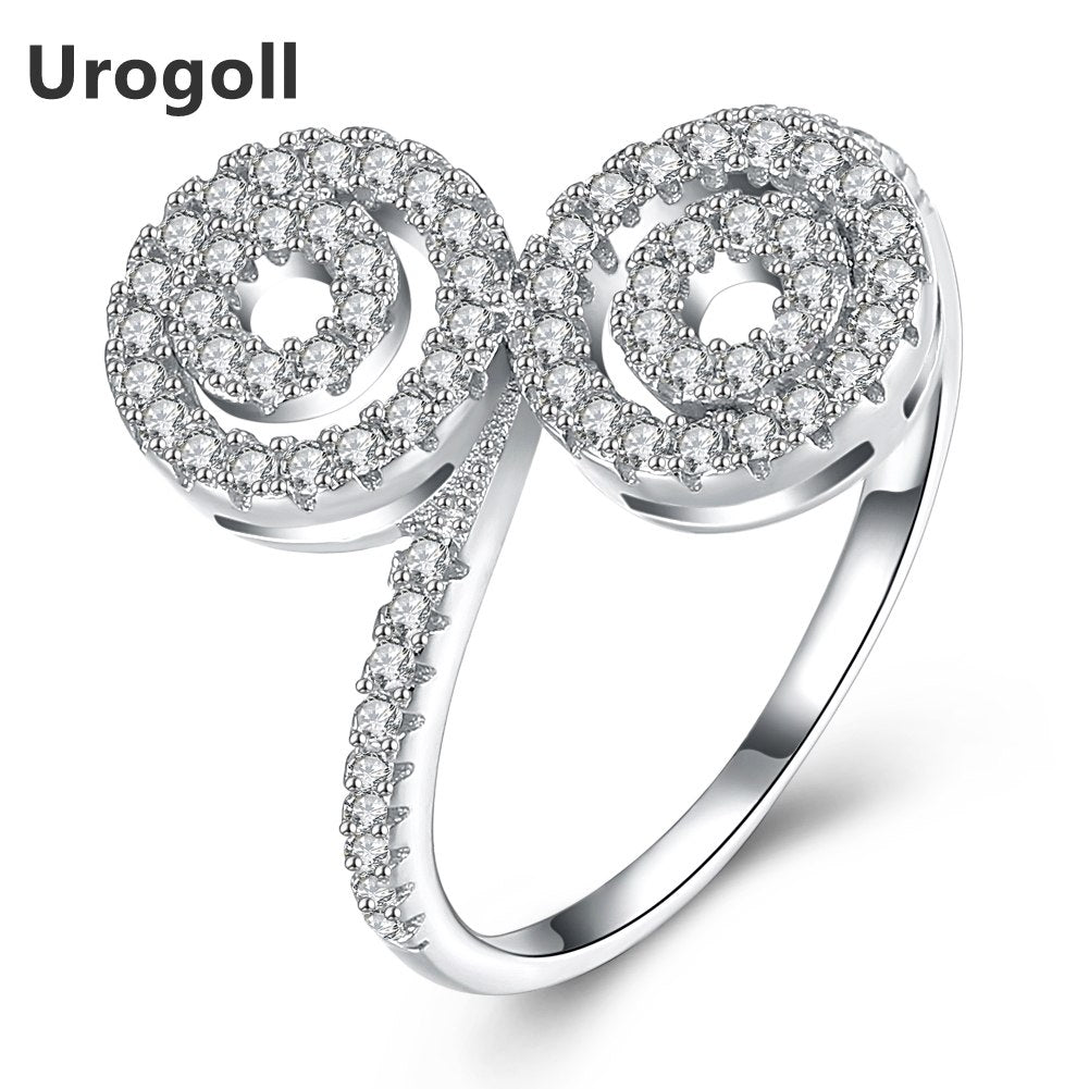 Hot Sale Authentic 925 Sterling Silver Flowers Finger Rings Clear CZ For Personality Women Wedding & Party Jewelry