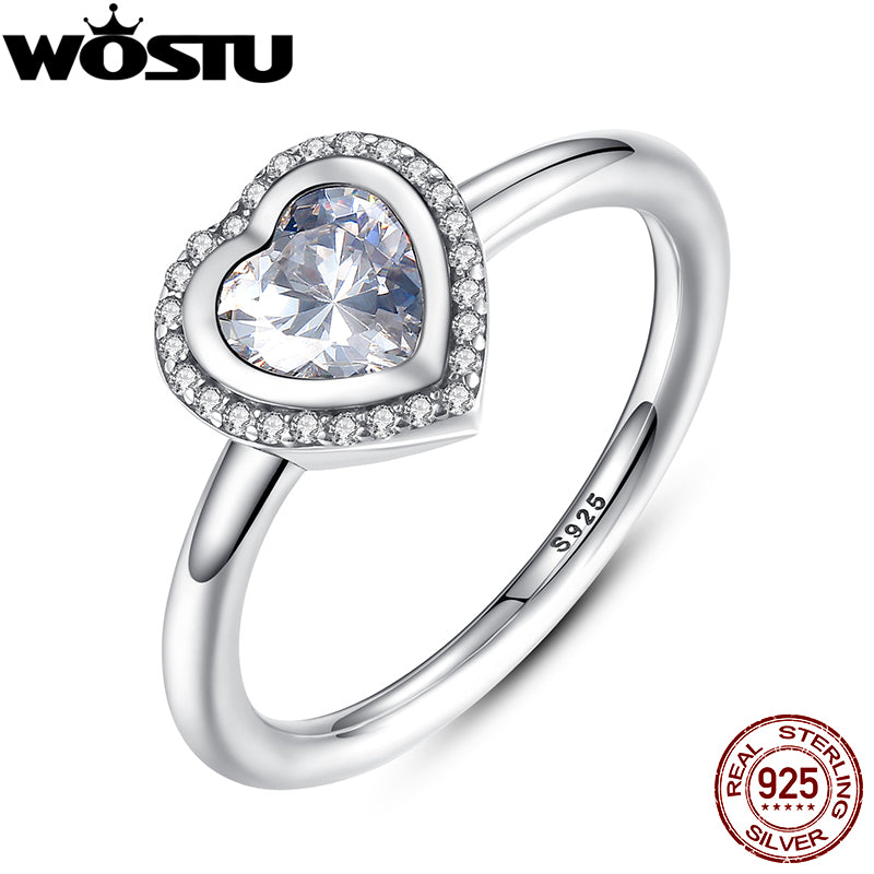 Hot Sale Authentic 925 Sterling Silver Sparkling Love Heart Wedding Ring With Clear CZ For Women Luxury Fine Jewelry XCH7135