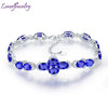 Hot Sale Bat Shape Real Solid 18Kt White Gold Oval Cut Natural Blue Sapphire Bracelet For Girl Fine Jewelry Brithd Gift