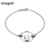 Hot Sale Classic 100% 925 Sterling Silver Circular Ring Pearl 20CM Bracelets For Fashion Women Wedding & Party Jewelry