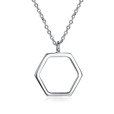 Hot Sale Classic 925 Sterling Silver Hexagon Pendant Necklace For Fashion Women Wedding & Party Fine Jewelry Gifts