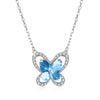 Hot Sale Classic Butterfly Crystal Necklaces Real 925 Sterling Silver Fine Jewelry for Women Wedding Party Jewelry Gift