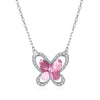 Hot Sale Classic Butterfly Crystal Necklaces Real 925 Sterling Silver Fine Jewelry for Women Wedding Party Jewelry Gift
