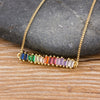 Copper Zircon Rainbow Necklace Colorful Rhinestone Pendant Chain Necklace Charm Christmas Birthday Party Jewelry Gift