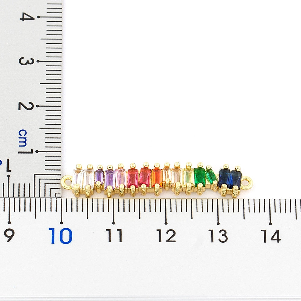 Copper Zircon Rainbow Necklace Colorful Rhinestone Pendant Chain Necklace Charm Christmas Birthday Party Jewelry Gift