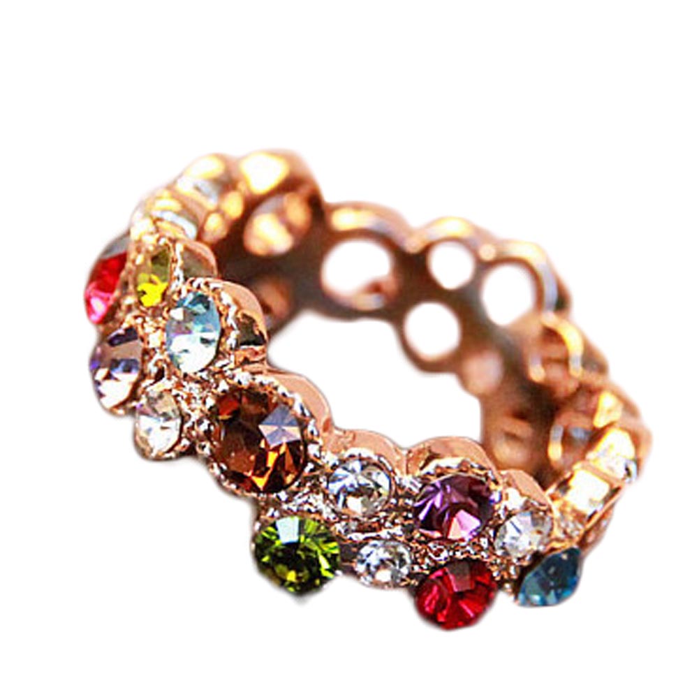 Hot Sale Design Colorful Cubic Zirconia Hollow Wedding Flower Rings for Women Trendy Rose Gold Color Rings
