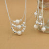 Hot Sale Elegant 925 Sterling Silver Woman Jewelry Set, Fashion 3 Layered With Charming Beads Balls Necklace Dangle Earrings