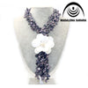 European American Festival Black Freshwater Pearl Necklace Shell Flower Necklace Colorful Multi-rows Personality