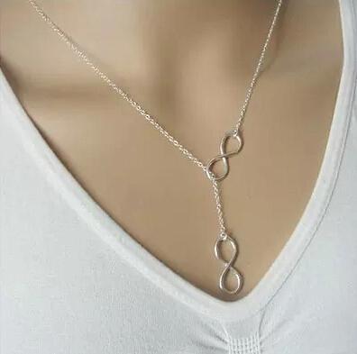 Hot Sale European Trendy Double 8 Infinity Fine Chain Necklace For Woman Fashion Statement Jewelry Colliers Wholesale CN254