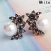 Hot Sale Fashion Five Leaves Flowers Stud Earrings For Women Big Imitation Pearls Earrings Jewelry Earring