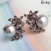 Hot Sale Fashion Five Leaves Flowers Stud Earrings For Women Big Imitation Pearls Earrings Jewelry Earring
