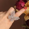 Jewelry Exquisite Copper Inlaid Zircon Earrings Ring Set  Elegant Butterfly Prom Party Earrings for women