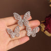 Jewelry Exquisite Copper Inlaid Zircon Earrings Ring Set  Elegant Butterfly Prom Party Earrings for women