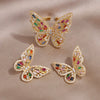 Jewelry Exquisite Copper Inlaid Zircon Earrings Ring Set  Elegant Butterfly Prom Party Earrings for women