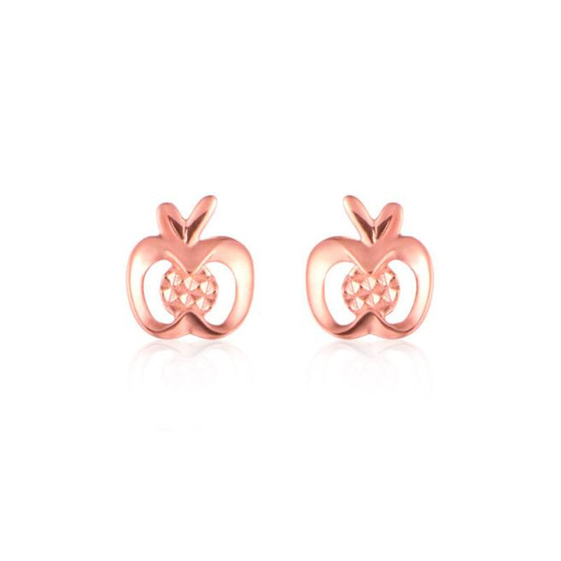 Hot Sale Fashion Lovely Rose Gold Color Apple Stud Earrings For Women High Quality 18K Gold AU750 Jewelry Accessories Wholesale