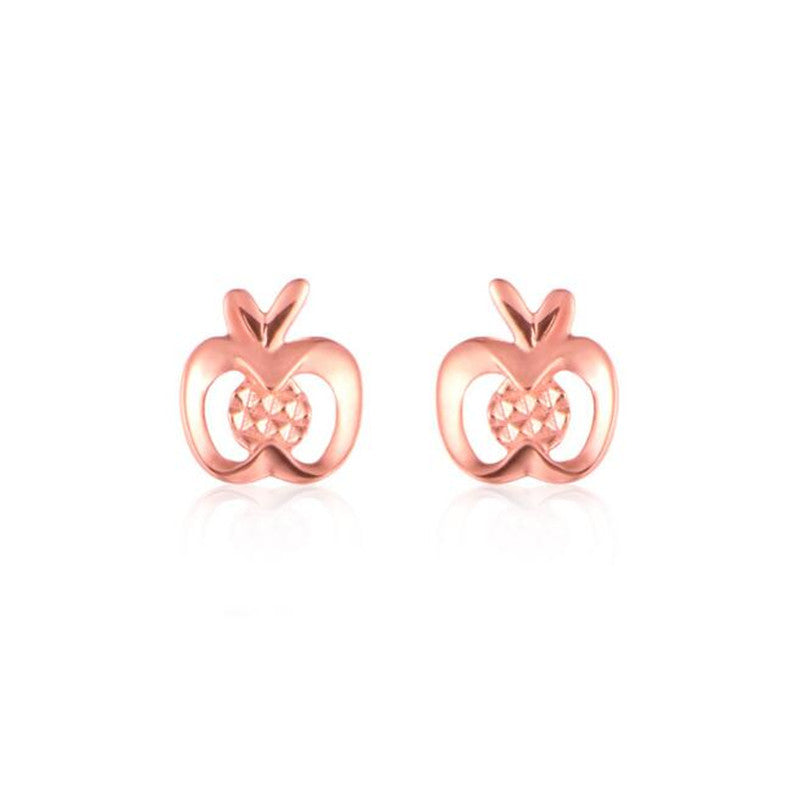 Hot Sale Fashion Lovely Rose Gold Color Apple Stud Earrings For Women High Quality 18K Gold AU750 Jewelry Accessories Wholesale