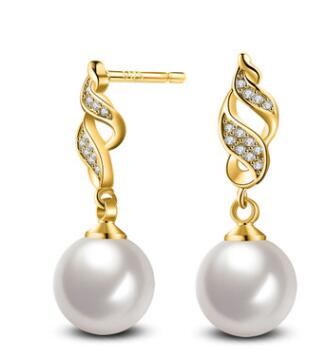 Hot Sale Fashion Rose Gold Cute Screw Pearl Stud Earrings for Women CZ Austrian Crystal Wedding&Engagement Party Birthd Gift