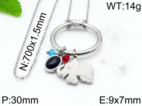 Women Men Silver Color Gold Stainless Steel Animal Palm Elephant Bear White Zircon Pendant Neckalce Jewelry