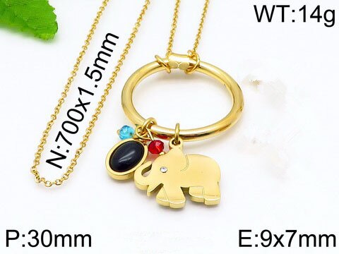 Women Men Silver Color Gold Stainless Steel Animal Palm Elephant Bear White Zircon Pendant Neckalce Jewelry