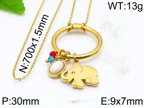 Women Men Silver Color Gold Stainless Steel Animal Palm Elephant Bear White Zircon Pendant Neckalce Jewelry