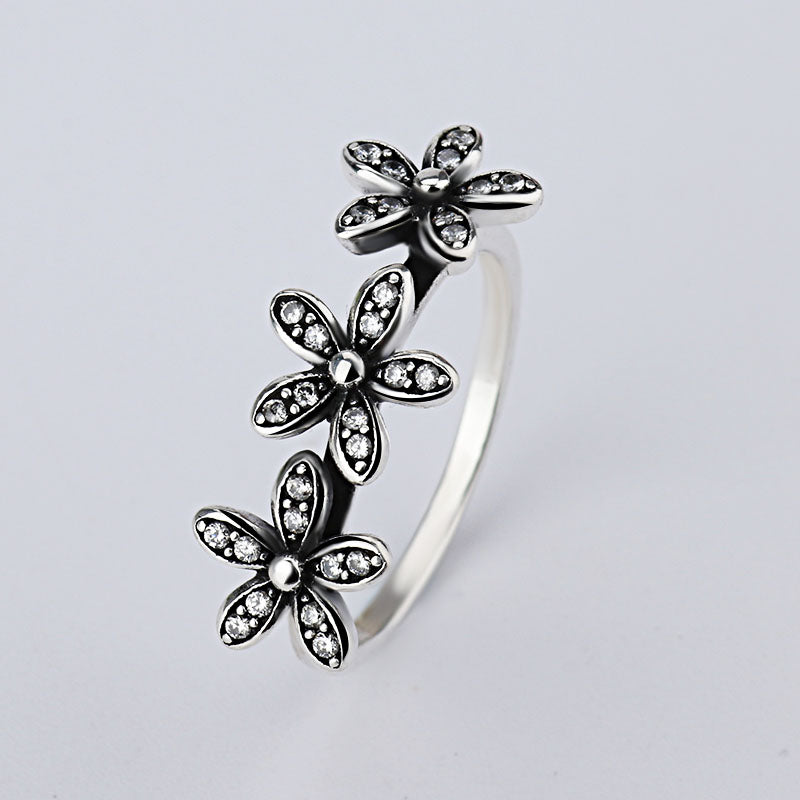 Hot Sale Fashion jewelry Real Pave Setting 3 cherry Compatible With pan Plant Trendy Sale Authentic 925 Retro Finger Ring