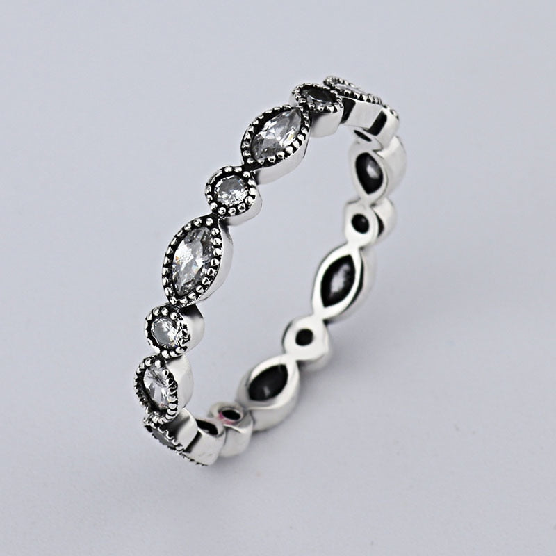 Hot Sale Fashion jewelry Real Pave Setting Compatible With Original Plant Trendy Sale Authentic 925 Retro Finger Ring
