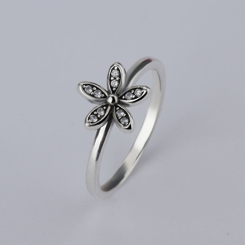 Hot Sale Fashion jewelry Real Pave Setting cherry Crystal From Swarovski Plant Trendy Sale Authentic 925 Retro Finger Ring