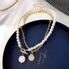 French Romantic Vintage Pearl Style Necklace For Women Punk Portrait Coin Clavicle Chain Gothic Bohemian Bijoux Femme