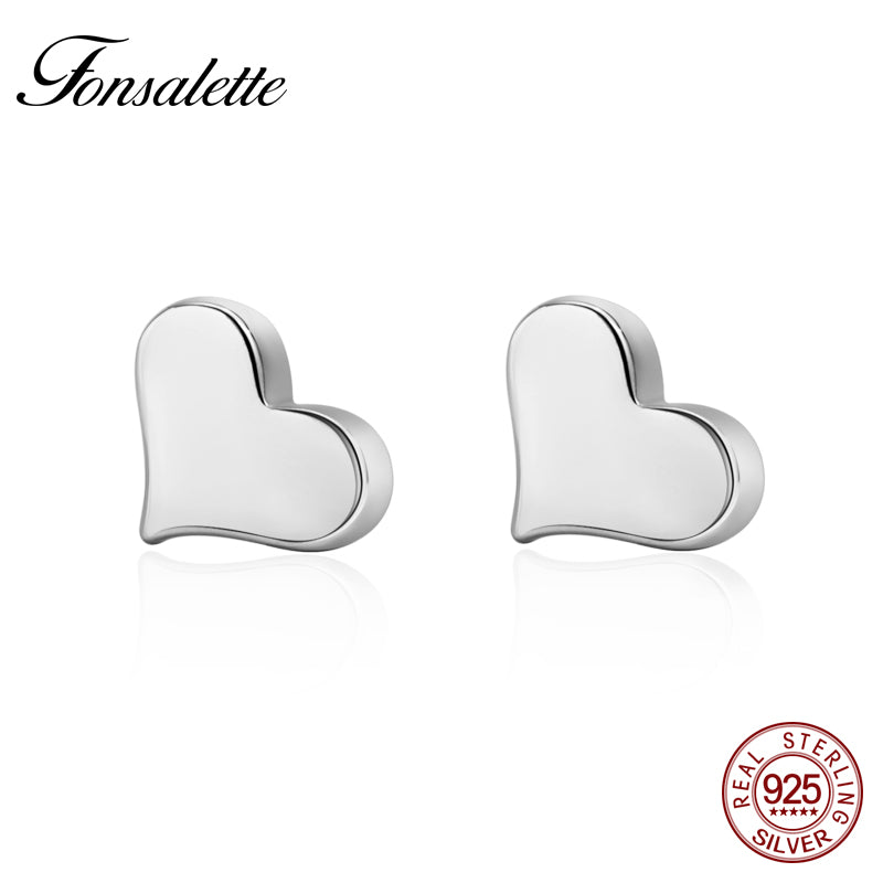 Hot Sale Genuine 925 Sterling Silver Tiny Heart Stud Earring Delicate Dainty Love Heart Earrings For Woman Jewelry Gift ZK30