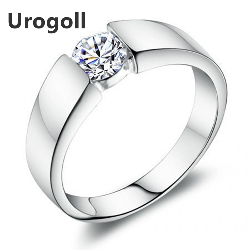 Hot Sale Genuine Silver 925 Mens Wedding Band Rings Fine Jewelry AAA Zirconia Rings Gift