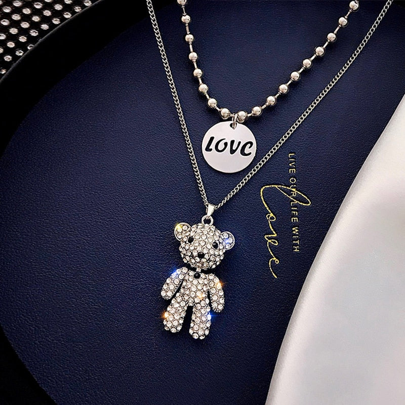 Hip-Hop Style Little Bear Pendant Jewelry Korean Vintage Multi-Layer Sweater Chain Gothic Prom Accessories Bijoux Femme