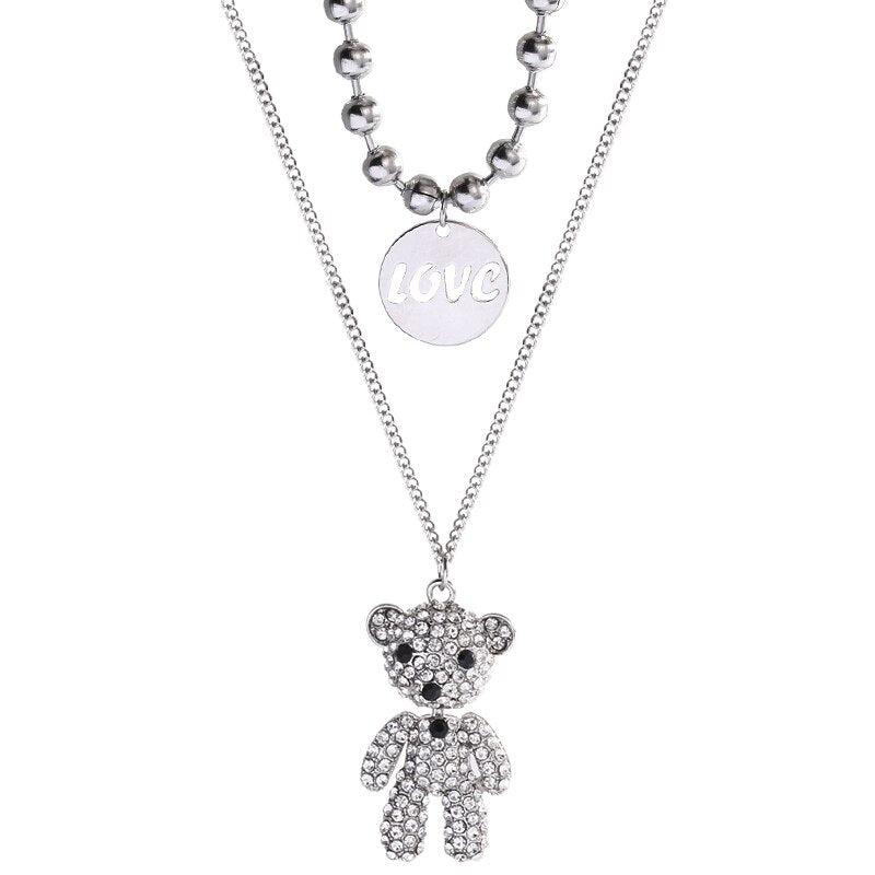Hip-Hop Style Little Bear Pendant Jewelry Korean Vintage Multi-Layer Sweater Chain Gothic Prom Accessories Bijoux Femme