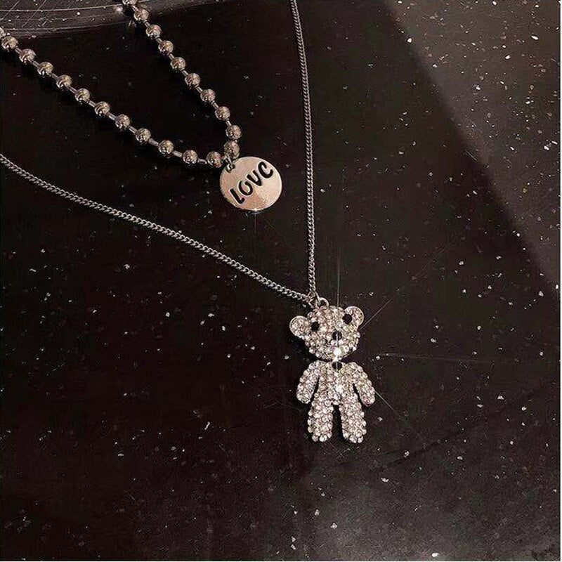 Hip-Hop Style Little Bear Pendant Jewelry Korean Vintage Multi-Layer Sweater Chain Gothic Prom Accessories Bijoux Femme